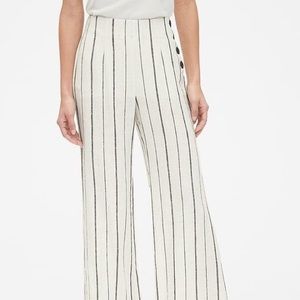high rise side button linen blend pants